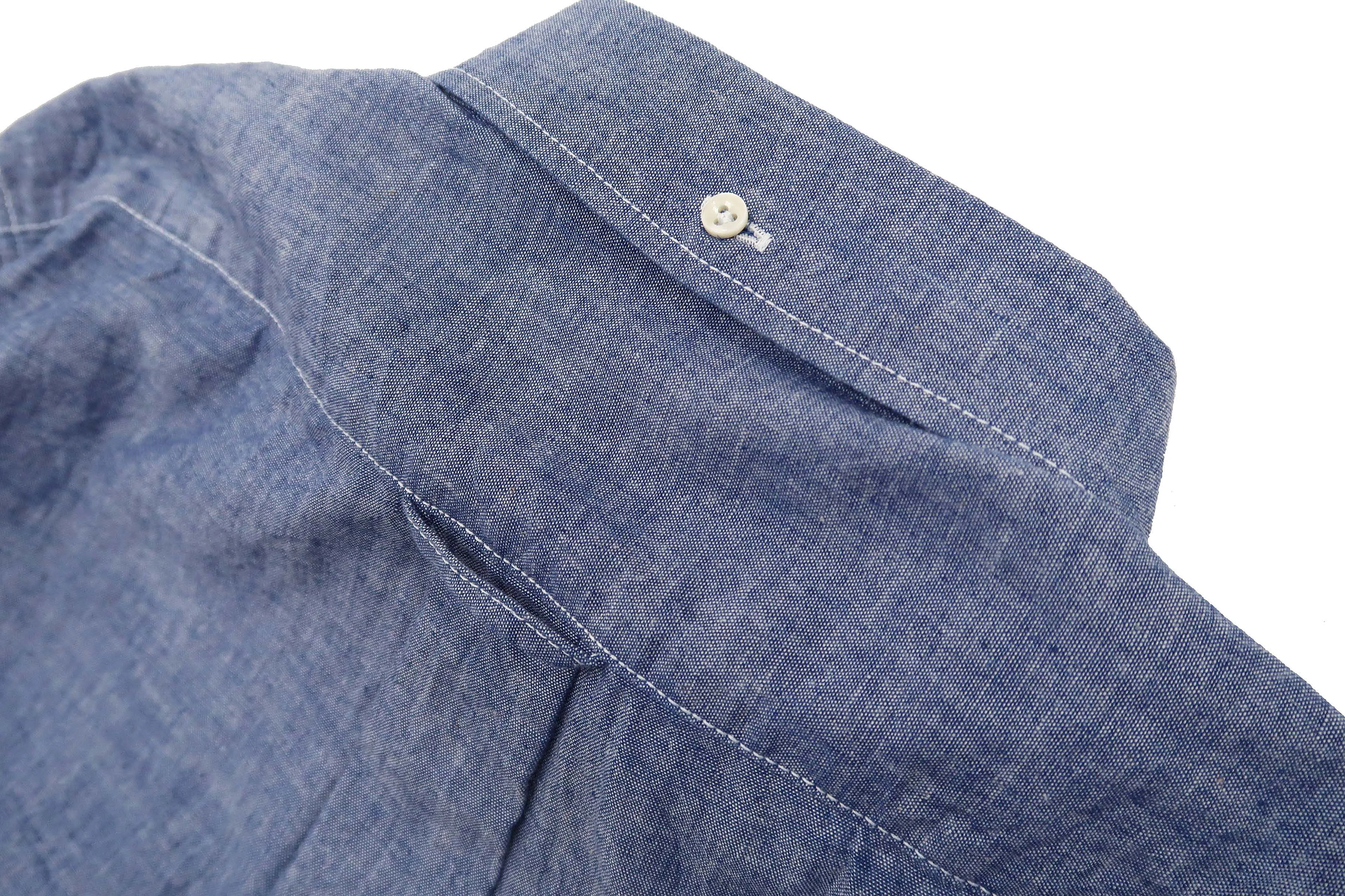 Sugar Cane Plain Chambray Shirt Men's Relaxed Fit Button-Down Collar Short Sleeve Casual Shirt SC38903 421 Blue One-Wash