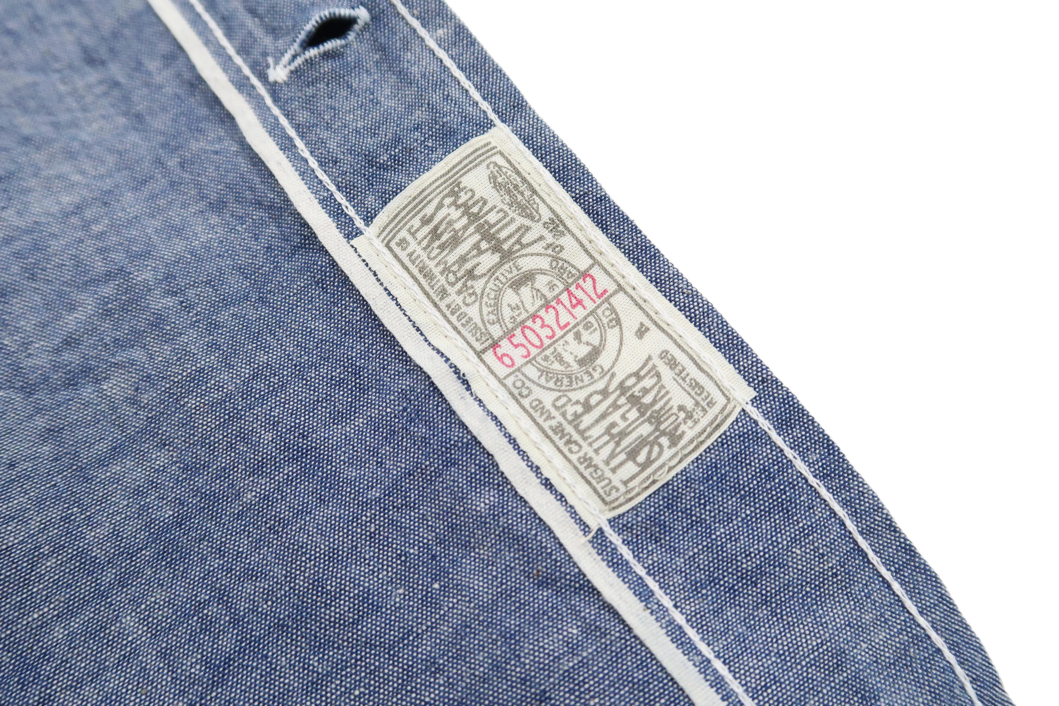 Sugar Cane Plain Chambray Shirt Men's Relaxed Fit Button-Down Collar Short Sleeve Casual Shirt SC38903 421 Blue One-Wash
